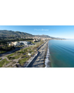 Panorama dal mare di villa Falcone e Borsellino a Sant'Agata di Militello  foto in Sicilia dal drone